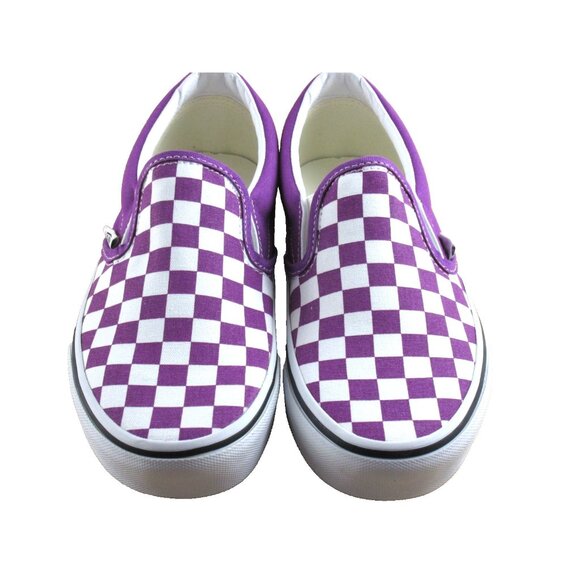 Vans Women's Classic Slip On Willow Purple White Checker Shoes Sizes NIB - Picture 3 of 7